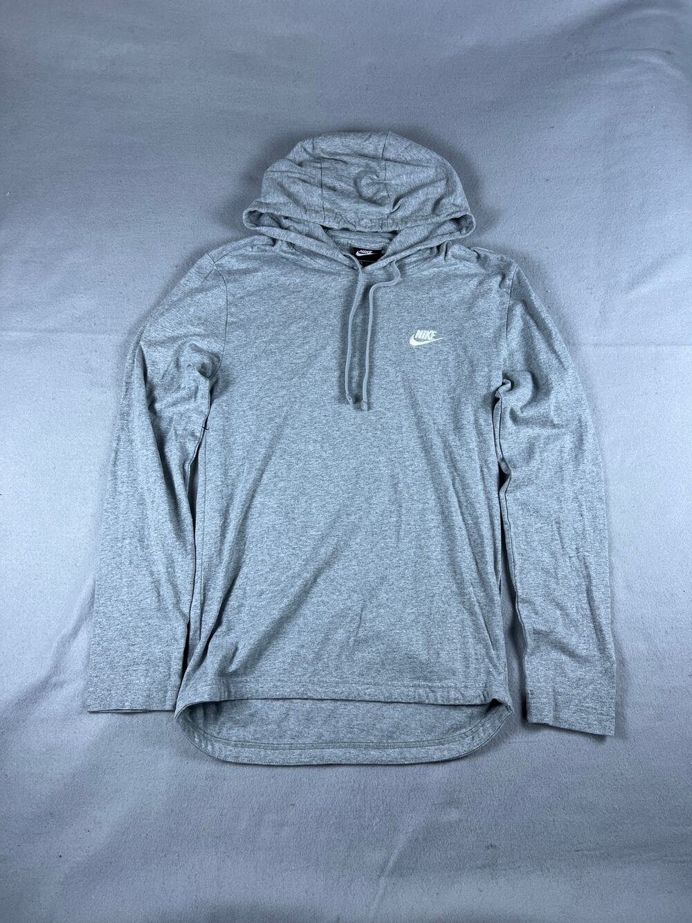 Nike Hoodie Mens S Gray Drawstring Embroidered Lightweight Pullover Sweatshirt